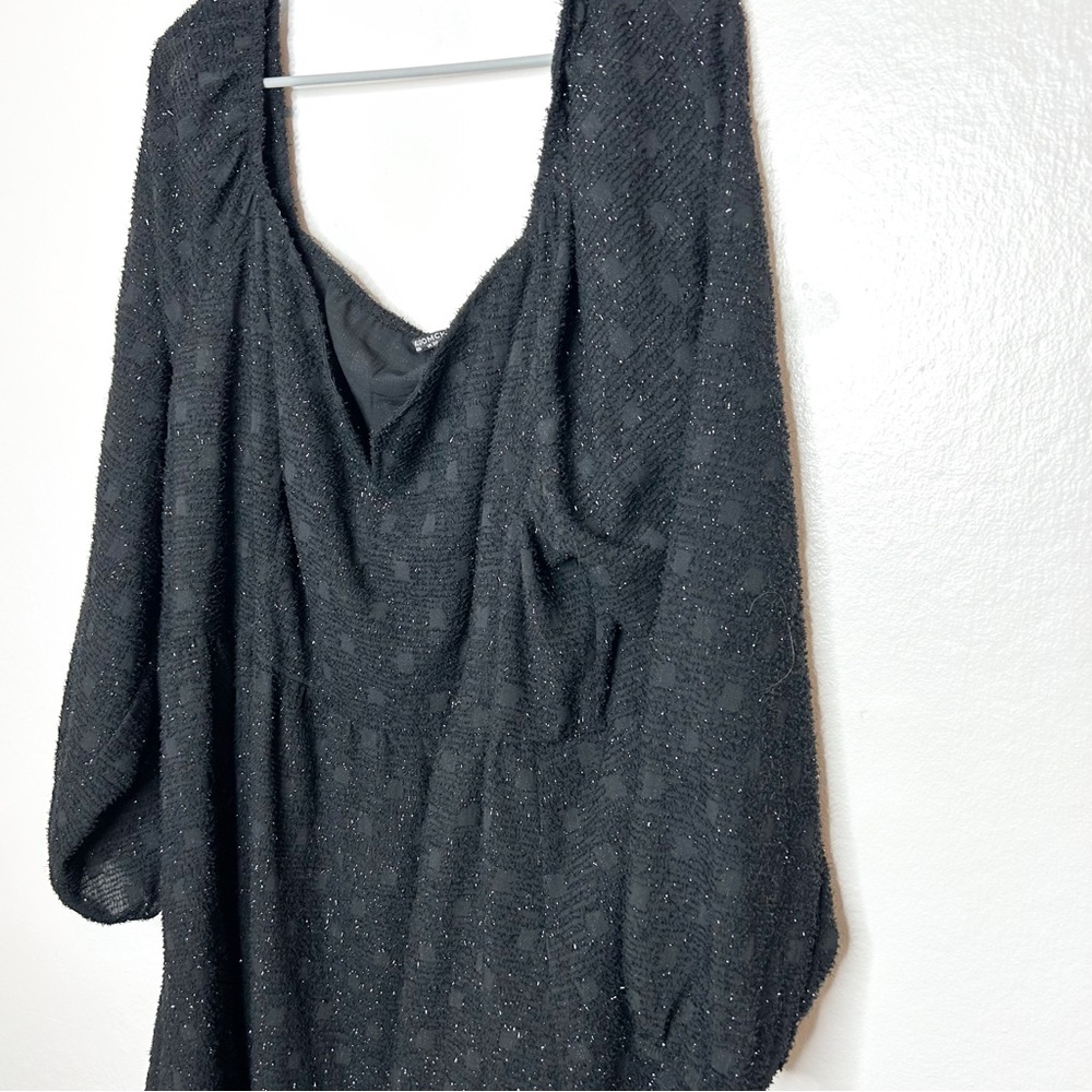 Bloomchic Women’s Glitter Sparkle Knee Length Dress Black Plus Size 26 - Picture 2 of 8